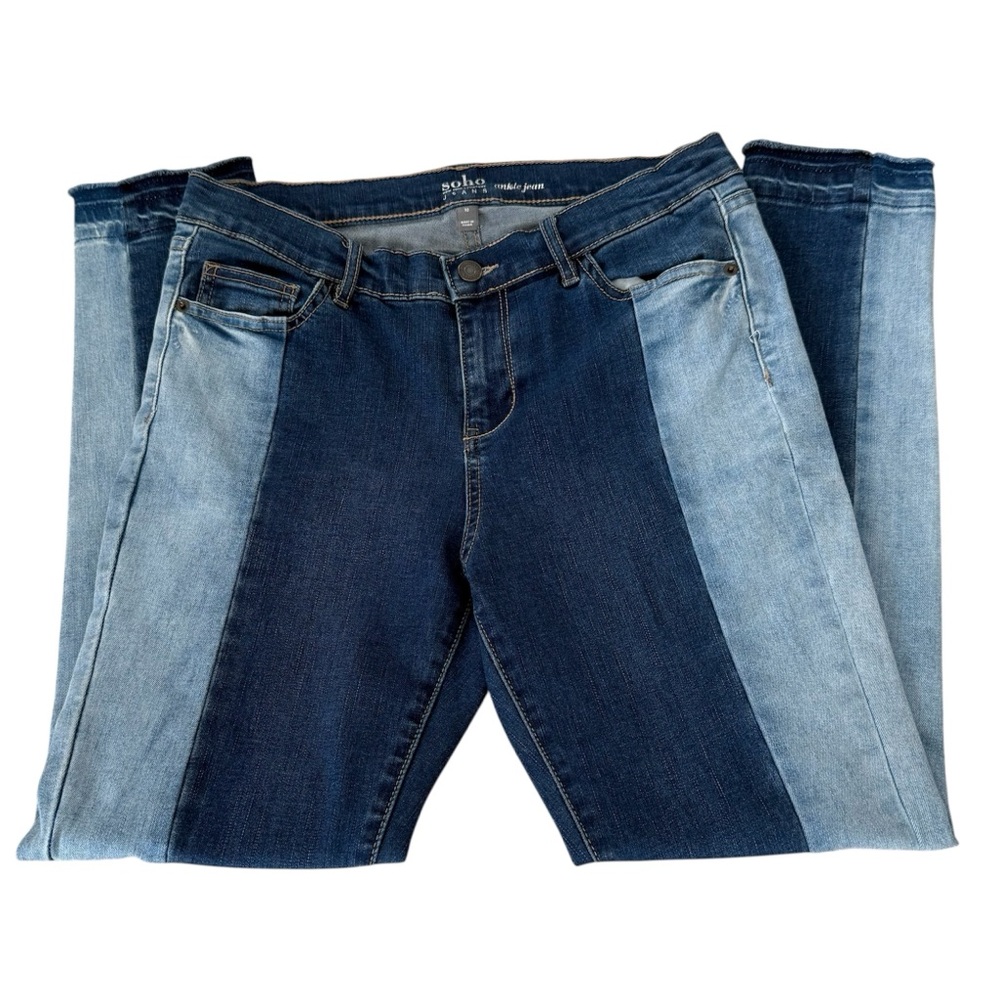 SOHO TwoTone High Waist Skinny Raw Hem Jeans Size 10